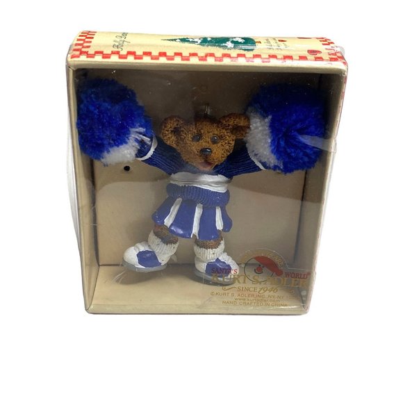 Vintage Kurt Adler Holly Bearies CHEERLEADER Bear Ornament New Old Stock NIB - Picture 2 of 7